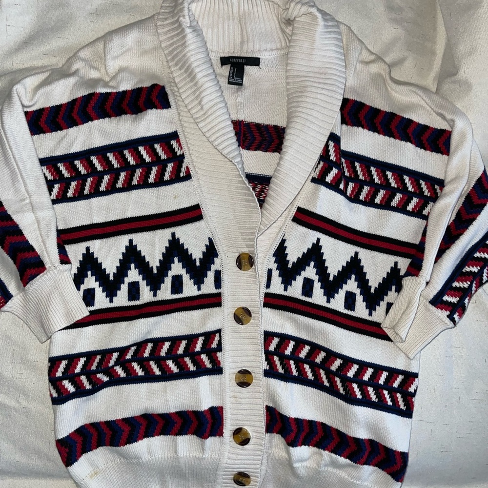 Light weight Red, Beige, and Blue sweater
